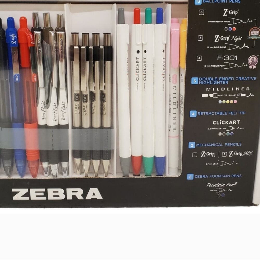 Zebra Pens Combo Pack Writing Refresh 26 Count Z-Grip ClickArt Fountain … - Picture 2 of 11